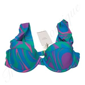 WEWOREWHAT Swimsuit Top Women XS Ocean Blue Claudia Marble Paradise NWT